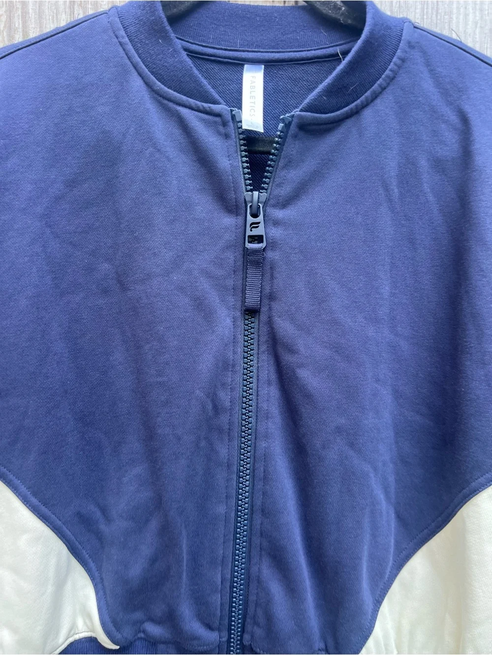 FABLETICS Navy Blue and White Full Zip Sweatshirt Women’s Large